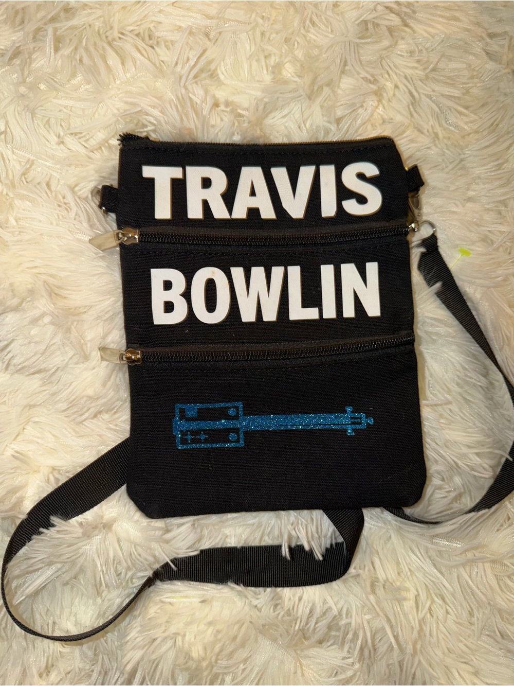 Custom Travis Bowlin Multi-Zip Crossbody Bag Guitar Music Festival Purse